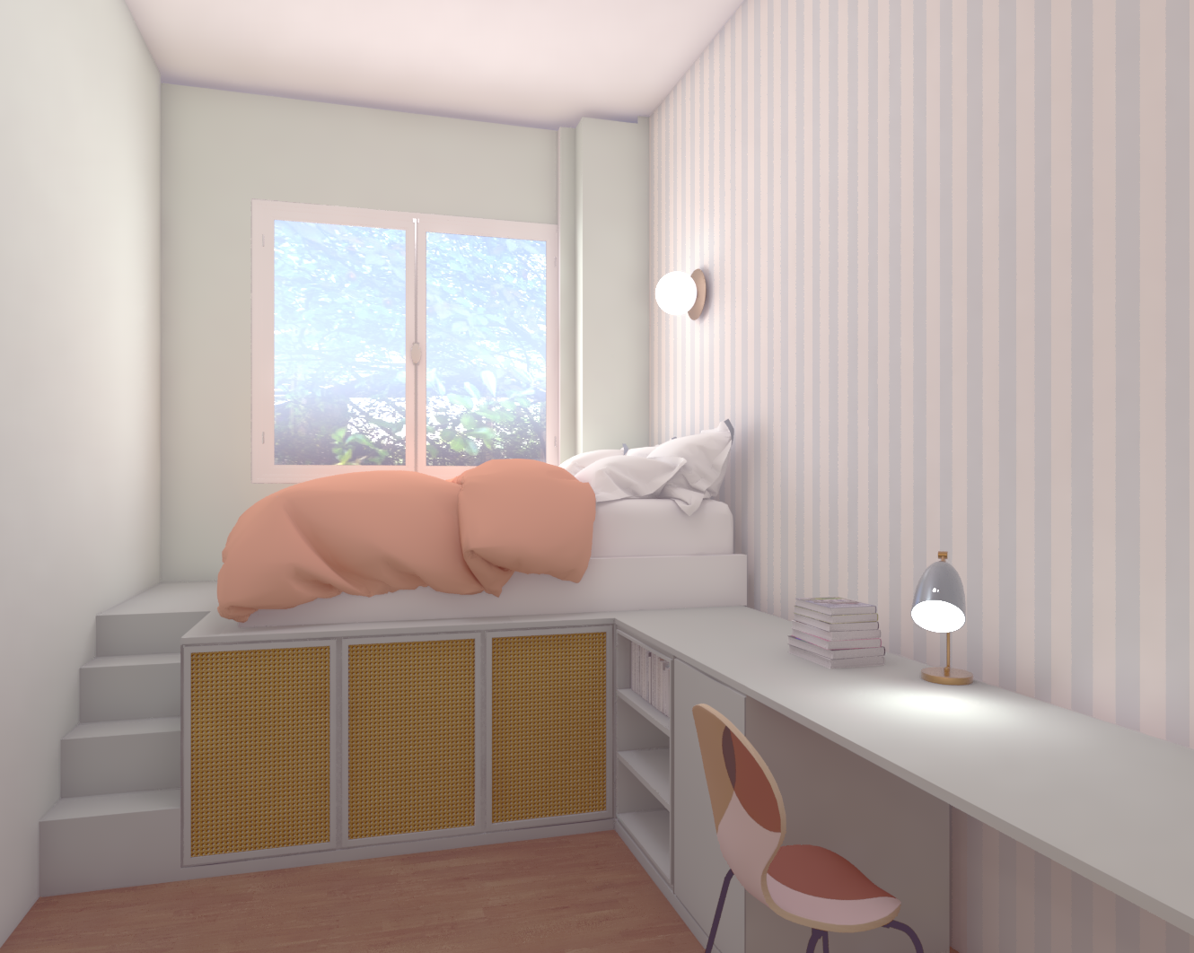 Chambre avec lit et bureau